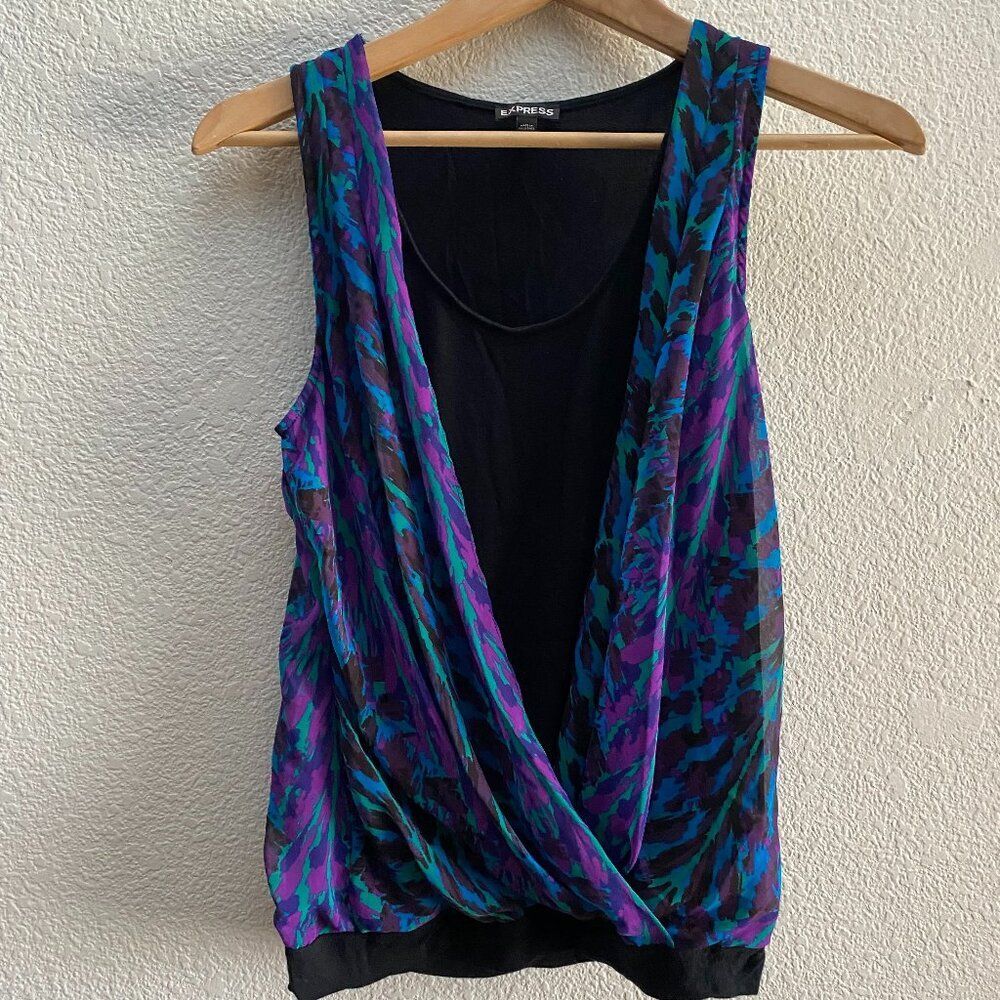 Express Faux Wrap Blouse Tank Top Multi-Color Size Small